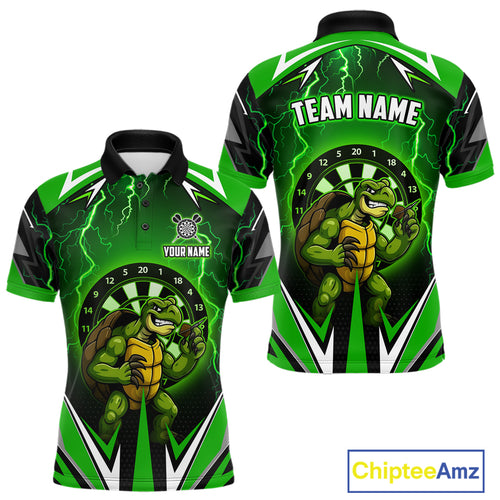 Personalized Funny Turtle Darts Shirt For Men Custom Thunder Lightning Green Darts Team Jerseys TDM4664