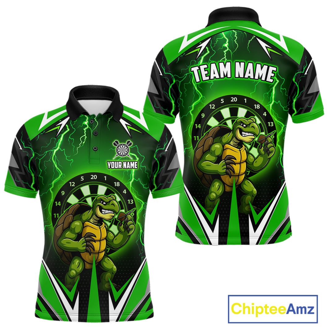 Personalized Funny Turtle Darts Shirt For Men Custom Thunder Lightning Green Darts Team Jerseys TDM4664