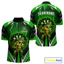 Load image into Gallery viewer, Personalized Funny Turtle Darts Shirt For Men Custom Thunder Lightning Green Darts Team Jerseys TDM4664