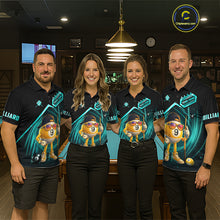 Load image into Gallery viewer, Turquoise Funny 9 Ball Pool Billiard Shirt For Men Custom Billiard Team Jersey Polo &amp; 1/4 Zip TDM6615