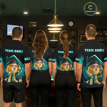 Load image into Gallery viewer, Turquoise Funny 9 Ball Pool Billiard Shirt For Men Custom Billiard Team Jersey Polo &amp; 1/4 Zip TDM6615