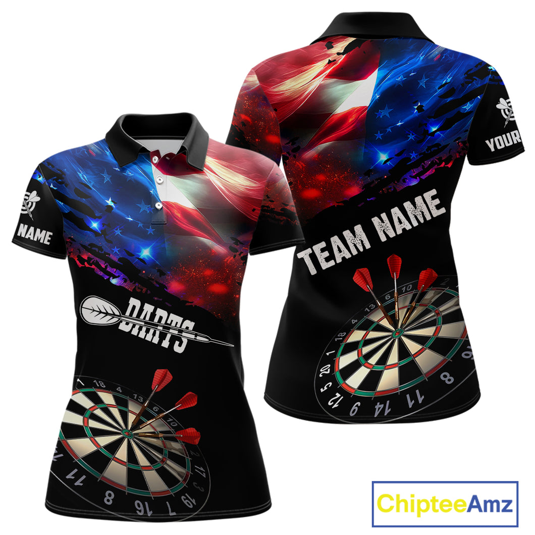 Personalized Glowing American Flag Darts Shirt For Women Custom Patriotic Darts Team Jerseys TDM4265