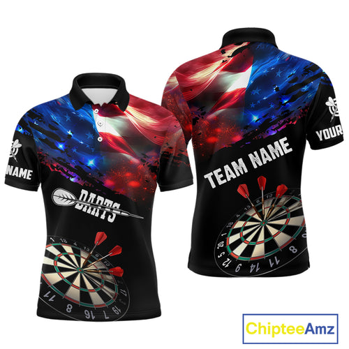 Personalized Glowing American Flag Darts Shirt For Men Custom Patriotic Darts Team Jerseys TDM4265