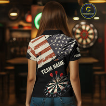 Load image into Gallery viewer, Grunge Vintage American Flag Custom Retro Dart Shirts For Women, Pride Team Patriotic Dart Jerseys TDM4266