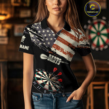 Load image into Gallery viewer, Grunge Vintage American Flag Custom Retro Dart Shirts For Women, Pride Team Patriotic Dart Jerseys TDM4266