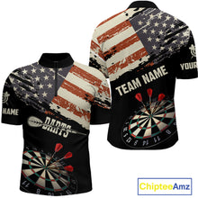 Load image into Gallery viewer, Grunge Vintage American Flag Custom Retro Dart Shirts For Men, Pride Team Patriotic Dart Jerseys TDM4266