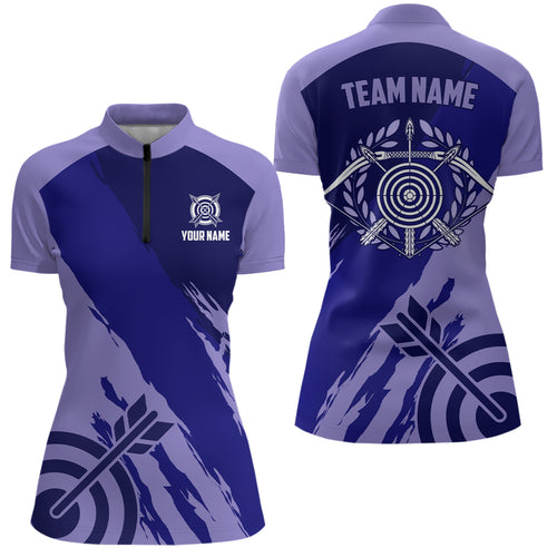 Personalized Purple Jerseys Archery Women Quarter-Zip Shirts Custom Archery Jerseys Shirts TDM0634