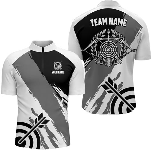Personalized Grey Jerseys Archery Men Quarter-Zip Shirts Custom Archery Jerseys Shirts TDM0635