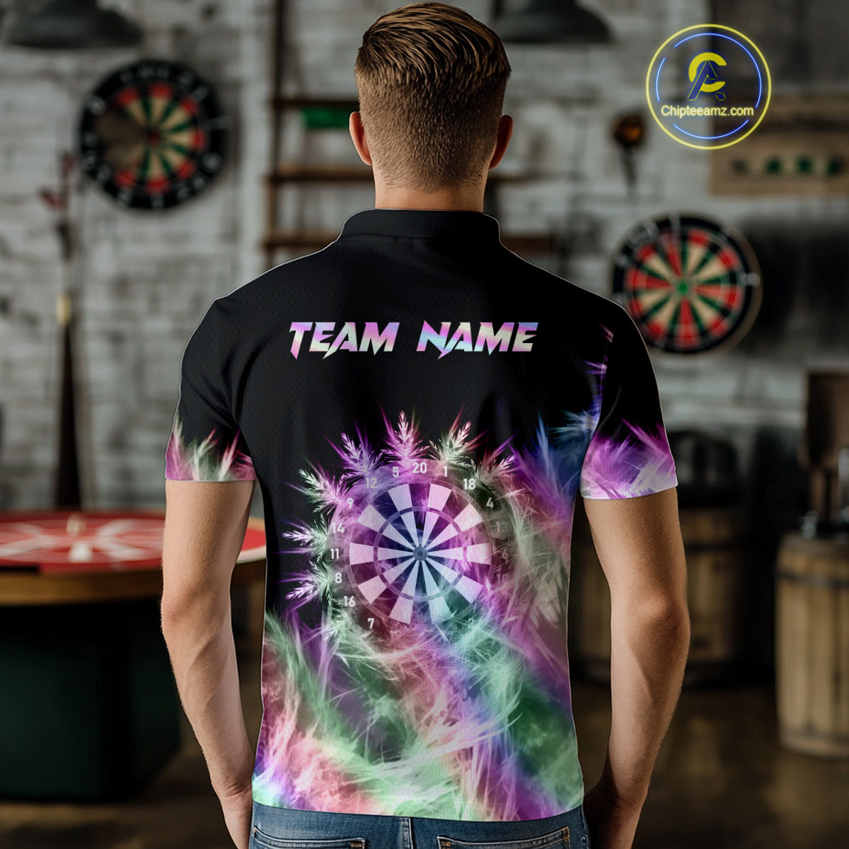 Icy Holographic Light Mens Darts Polo & Quarter Zip Shirts Custom Dart Shirt For Team Darts Jersey TDM5324