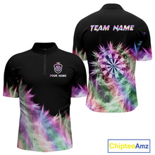 Load image into Gallery viewer, Icy Holographic Light Mens Darts Polo &amp; Quarter Zip Shirts Custom Dart Shirt For Team Darts Jersey TDM5324