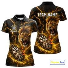 Load image into Gallery viewer, Custom Yellow Dartboard Thunder Lightning Lion Darts Shirt For Women, Darts League Team Jersey TDM5815