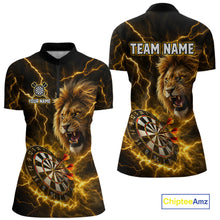 Load image into Gallery viewer, Custom Yellow Dartboard Thunder Lightning Lion Darts Shirt For Women, Darts League Team Jersey TDM5815