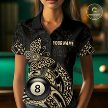 Load image into Gallery viewer, Custom Black And Gold Tribal Butterfly Billiard Shirts For Women | 8 Ball Pool Team Jerseys TDM4688