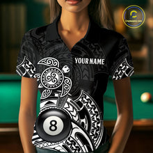 Load image into Gallery viewer, Custom White Black Tribal Turtle Billiard Shirts For Women | 8 Ball Pool Team Jerseys TDM4690