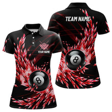 Load image into Gallery viewer, 3D Red Frozen Ice Custom Women Billiard Polo &amp; Quarter-Zip Shirts, 8 Ball Pool Billiard Attire Jersey TDM1705