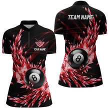 Load image into Gallery viewer, 3D Red Frozen Ice Custom Women Billiard Polo &amp; Quarter-Zip Shirts, 8 Ball Pool Billiard Attire Jersey TDM1705