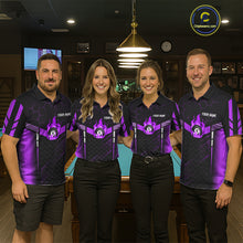 Load image into Gallery viewer, Personalized Purple 8 Ball Flame Billiard Shirt For Men Custom Billiard Team Jersey Polo &amp; 1/4 Zip TDM5585