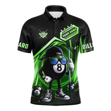 Load image into Gallery viewer, Green Funny 8 Ball Billiard Shirt For Men Custom Pool Team Shirt, Billiard Jersey Polo &amp; 1/4 Zip TDM5833