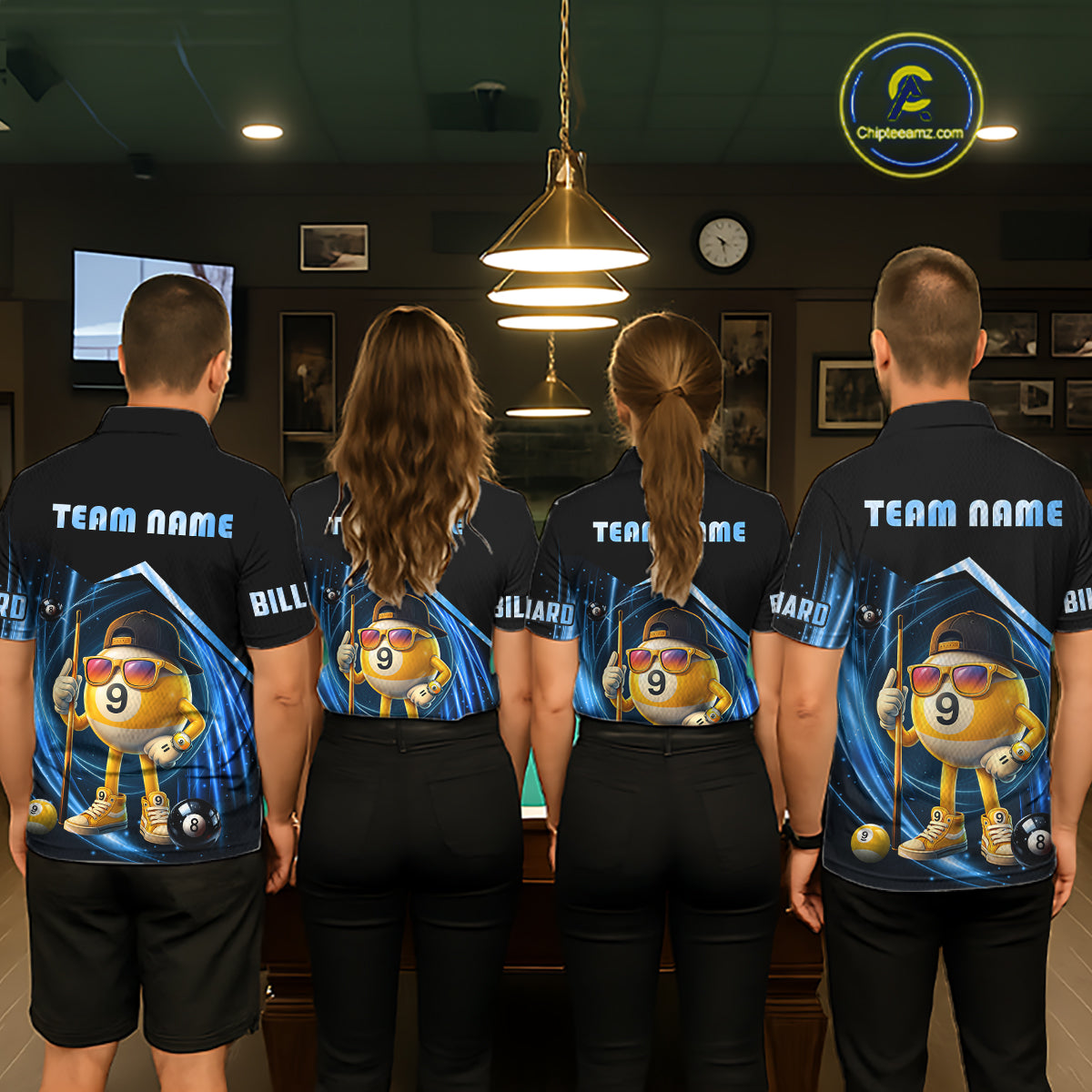 Blue Funny 9 Ball Billiard Shirt For Men Custom Pool Team Shirt, Billiard Jersey Polo & 1/4 Zip TDM5834