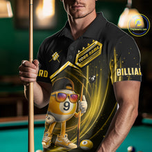 Load image into Gallery viewer, Yellow Funny 9 Ball Billiard Shirt For Men Custom Pool Team Shirt, Billiard Jersey Polo &amp; 1/4 Zip TDM5835