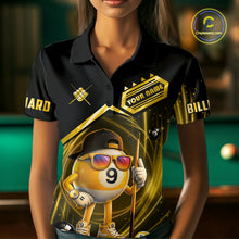 Load image into Gallery viewer, Yellow Funny 9 Ball Billiard Shirt For Women Custom Pool Team Shirt, Billiard Jersey Polo &amp; 1/4 Zip TDM5835