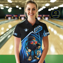 Load image into Gallery viewer, Blue Funny Bowling Ball Shirt For Women Custom Bowling Jersey, Bowling Team Shirt Polo &amp; Quarter Zip TDM5836