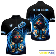 Load image into Gallery viewer, Blue Funny Bowling Ball Shirt For Men Custom Bowling Jersey, Bowling Team Shirt Polo &amp; Quarter Zip TDM5836