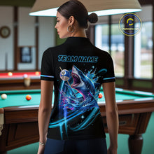 Load image into Gallery viewer, Blue 8 Ball &amp; 10 Ball Pool Billiard Shark Polo &amp; Quarter Zip For Women Custom Team Billiard Jerseys TDM4090