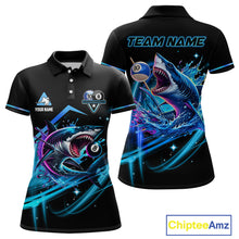 Load image into Gallery viewer, Blue 8 Ball &amp; 10 Ball Pool Billiard Shark Polo &amp; Quarter Zip For Women Custom Team Billiard Jerseys TDM4090