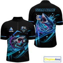 Load image into Gallery viewer, Blue 8 Ball &amp; 10 Ball Pool Billiard Shark Polo &amp; Quarter Zip For Men Custom Team Billiard Jerseys TDM4090