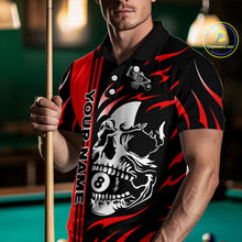 Load image into Gallery viewer, Personalized Red 8 Ball Skull Billiard Shirt For Men Custom Pool Team Jersey, Billiard Outfit TDM4459