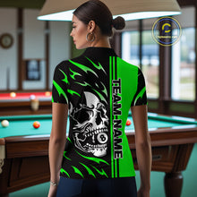 Load image into Gallery viewer, Personalized Green 8 Ball Skull Billiard Shirt For Women Custom Pool Team Jersey, Billiard Outfit TDM4461