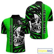 Load image into Gallery viewer, Personalized Green 8 Ball Skull Billiard Shirt For Men Custom Pool Team Jersey, Billiard Outfit TDM4461