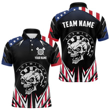Load image into Gallery viewer, Personalized Patriotic Skull Darts Shirt For Men Custom American Flag Darts Jersey Polo &amp; 1/4 Zip TDM4463