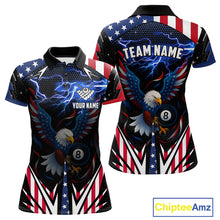 Load image into Gallery viewer, American Flag Eagle 8 Ball Pool Lightning Billiard Shirt For Women Custom Patriotic Billiard Jersey TDM4704