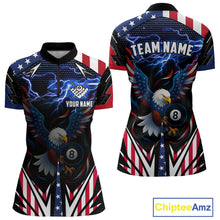 Load image into Gallery viewer, American Flag Eagle 8 Ball Pool Lightning Billiard Shirt For Women Custom Patriotic Billiard Jersey TDM4704