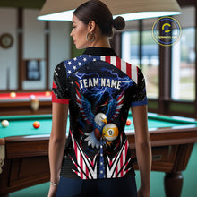 Load image into Gallery viewer, American Flag Eagle 9 Ball Pool Lightning Billiard Shirt For Women Custom Patriotic Billiard Jersey TDM4705