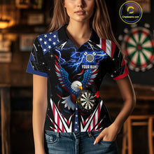 Load image into Gallery viewer, Custom American Flag Eagle Lightning Darts Shirt For Women, Patriotic Darts Jersey Polo &amp; 1/4 Zip TDM4706