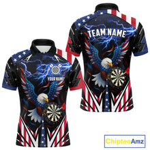 Load image into Gallery viewer, Custom American Flag Eagle Lightning Darts Shirt For Men, Patriotic Darts Jersey Polo &amp; 1/4 Zip TDM4706