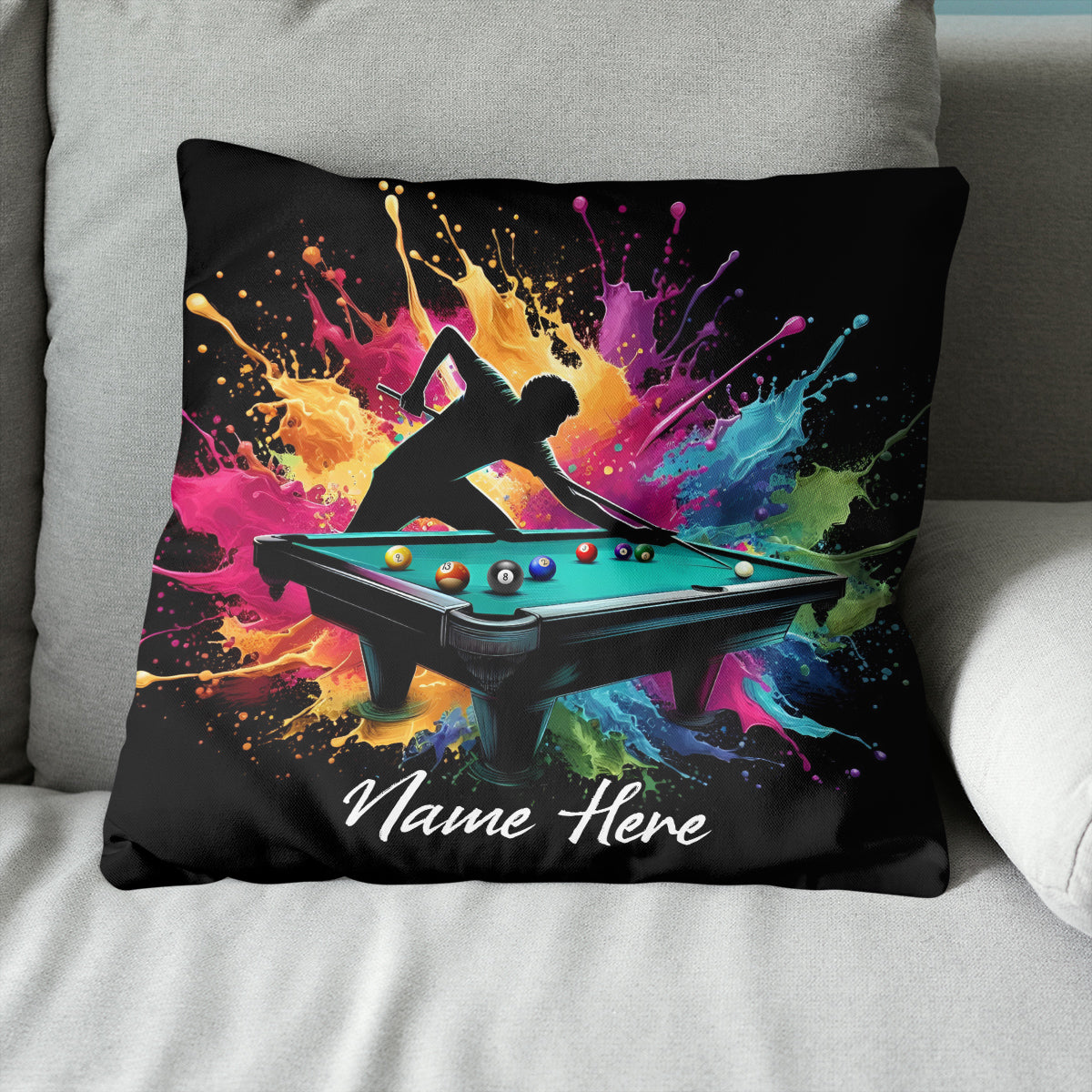 Colorful Men Billiard Player Custom Throw Pillow, Billiard Pillow Gifts TDM0832