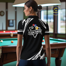 Load image into Gallery viewer, Personalized 8 Ball &amp; 9 Ball Pool Billiard Polo, 1/4 Zip For Women Custom Team Billiard Jersey |White TDM5600