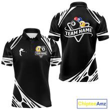 Load image into Gallery viewer, Personalized 8 Ball &amp; 9 Ball Pool Billiard Polo, 1/4 Zip For Men Custom Team Billiard Jersey |White TDM5600