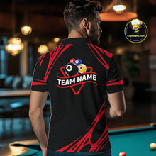 Load image into Gallery viewer, Personalized 8 Ball &amp; 9 Ball Pool Billiard Polo, 1/4 Zip For Men Custom Team Billiard Jersey |Red TDM5601