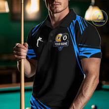 Load image into Gallery viewer, Personalized 8 Ball &amp; 9 Ball Pool Billiard Polo, 1/4 Zip For Men Custom Team Billiard Jersey |Blue TDM5602
