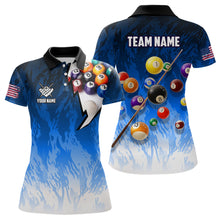 Load image into Gallery viewer, Personalized Blue Pool Player Billiard 8 Ball Polo &amp; 1/4 Zip For Women Custom Billiard Shirts Jerseys TDM3656