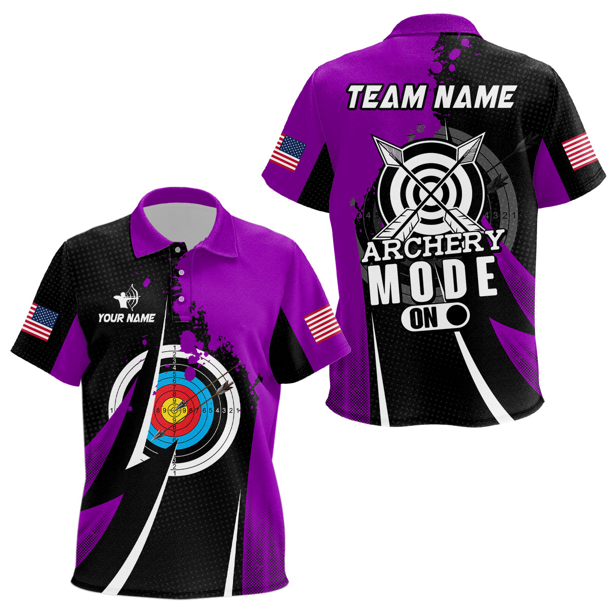 Personalized Purple Jerseys Archery Mode On Polo Shirts For Kid Custom Archery Jerseys Team Shirts TDM0673