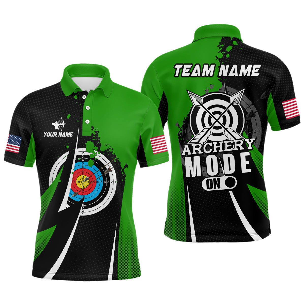 Personalized Green Jerseys Archery Mode On Polo Shirts For Men Custom Archery Jerseys Team Shirts TDM0671