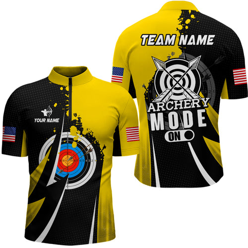Personalized Yellow Archery Mode Men Quarter-Zip Shirts Custom Archery Jerseys Team Shirts TDM0672