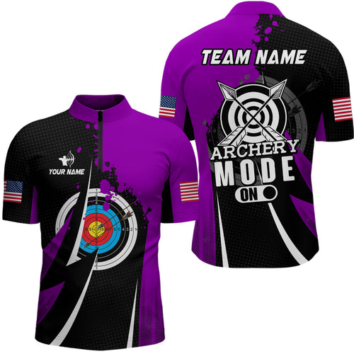 Personalized Purple Archery Mode Men Quarter-Zip Shirts Custom Archery Jerseys Team Shirts TDM0673