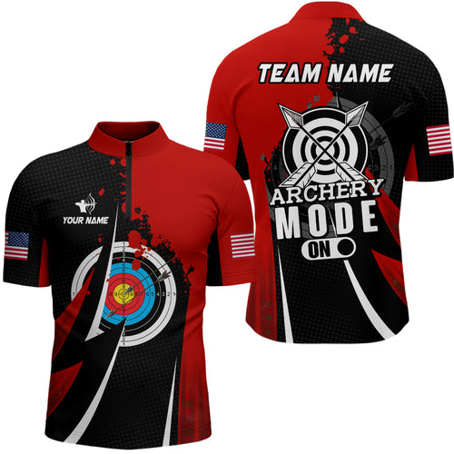 Personalized Red Archery Mode Men Quarter-Zip Shirts Custom Archery Jerseys Team Shirts TDM0670